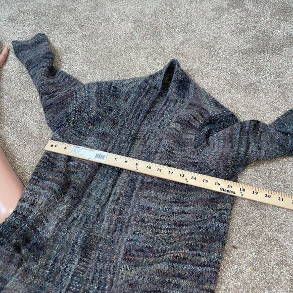 Prana Sabina Marled Yarn Duster Sweater Wool Blend Pockets Open Cardigan SZ M - Picture 4 of 12